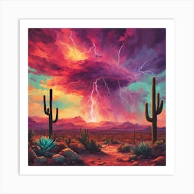 Desert thunderstorm Art Print