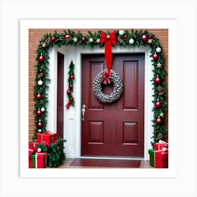 Christmas Door Garland 1 Art Print