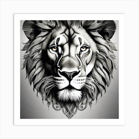 Lion Head Tattoo 2 Art Print