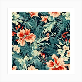 Floral Seamless Pattern, Ruffled Hem And Floral Liberty Print Palm Print Viscose Art Print