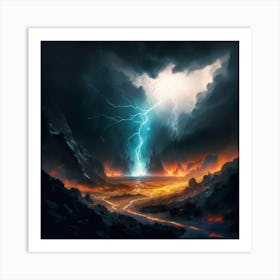 Impressive Lightning Strikes In A Strong Storm 13 Art Print