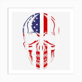 Patriotic American Flag With Skull Bundle For Men And Women Art Print