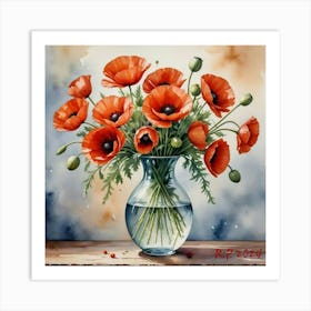 Poppies In A Vase Art Print