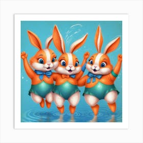 Rabbits In The Water 10 Art Print