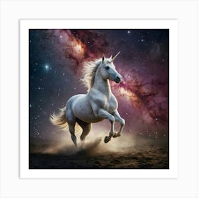 Stock Photography A Unicorn Galloping Through A Galaxy Of Star 2(1) Art Print