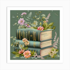 Wildflower Antique Books And Flowers 2 Art Print