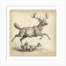 Deer And A Doe Art Print