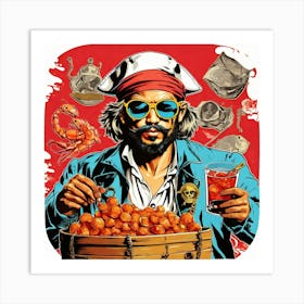 Pirate With A Basket Of Seafood Art Print