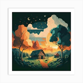 A simple and vibrant little land 10 Art Print