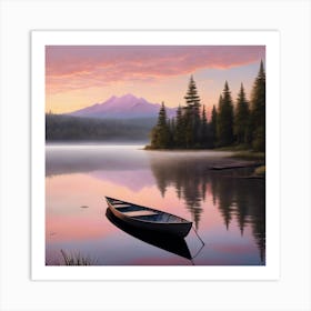 Canoe On Lake Art Print