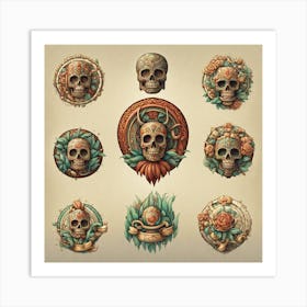 Day Of The Dead Skulls 9 Art Print