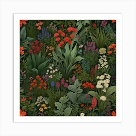 Seamless Pattern With Flowers Art Print