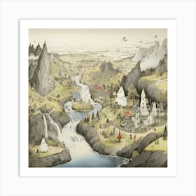 Fantasy Landscape art print Art Print