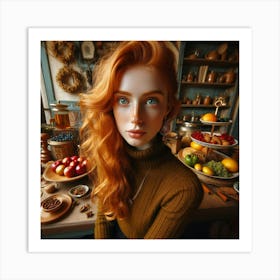 Beautiful redhead princess Art Print