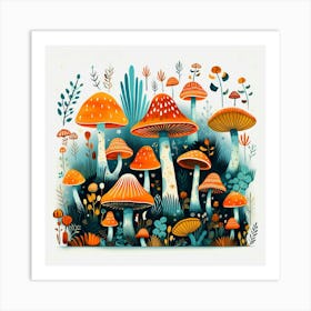 Mushrooms In The Forest 54 Art Print