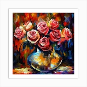 Roses In A Vase Art Print