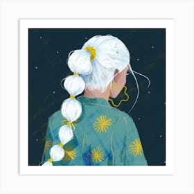 Girl with bubbly ponytail Art Print