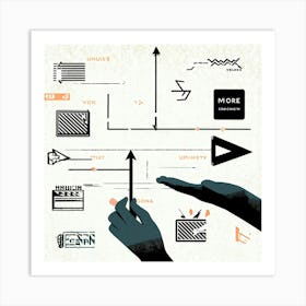 Abstract Illustration Of A Hand Selecting An Arrow From A Collection Turning And Guiding It Towards (2) Art Print