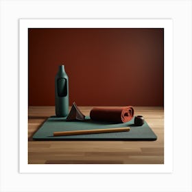 Yoga Mat And Bottle Art Print