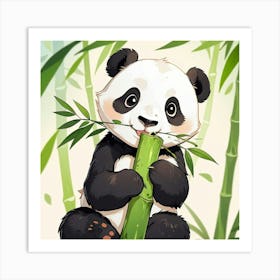 Panda Bear Eating Bamboo Art Print