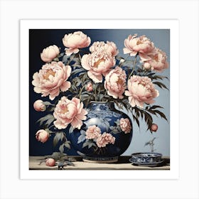 Peonies In A Vase 2 Art Print