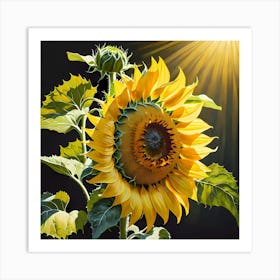 Blooming Sunflower Painting Art Print