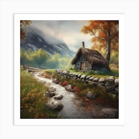 Cabin In The Forest Art Print