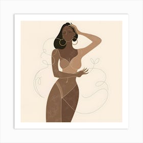 Illustration Of A Woman In Lingerie Art Print