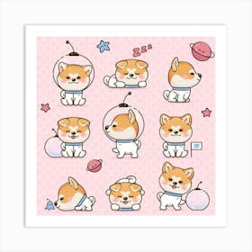 Korean Corgi dog Art Print
