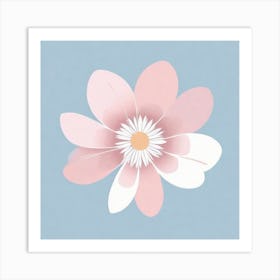 A White And Pink Flower In Minimalist Style Square Composition 333 Art Print