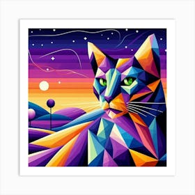 Buttercup Low Poly Cat Art Print