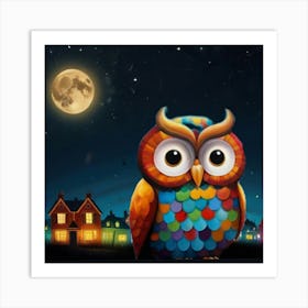 Owl At Night Art Print