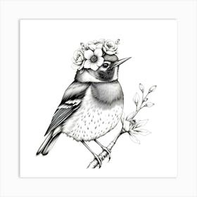 Bird With Flowers 1 Art Print