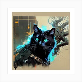 Black cat Ai Art Print