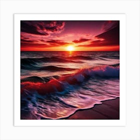 Sunset At The Beach 355 Art Print