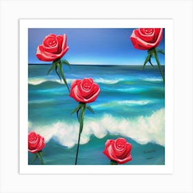 Roses On The Beach Art Print