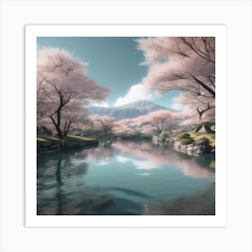 Sakura Blossoms Landscape Art Print