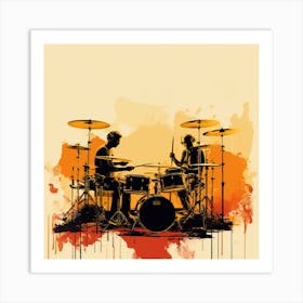 Two Drummers Playing Drums 2 Art Print