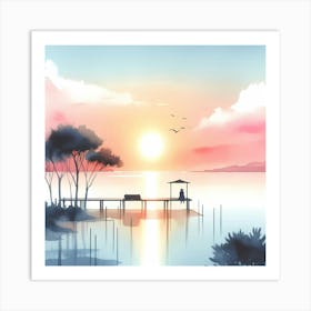 Sunset At The Dock 5 Art Print