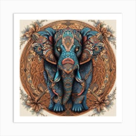 Elephant In A Circle Art Print