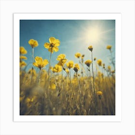 Yellow Flowers In A Field 31 Art Print