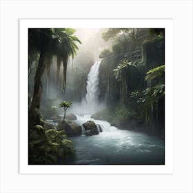 Waterfall In The Jungle 1 Art Print