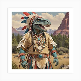 T-Rex Indian Art Print