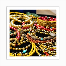 Beautiful African Pearly Jewellery On Display (10) Art Print