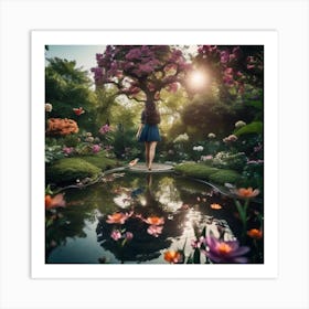 Girl In A Garden 10 Art Print