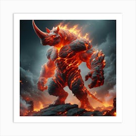 Rhinoceros On Fire Art Print