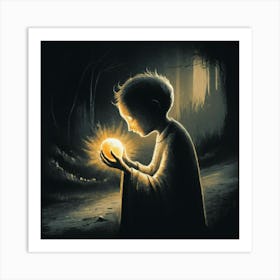 Child Holding A Golden Ball Art Print