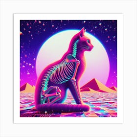 Skeleton Cat 3 Art Print