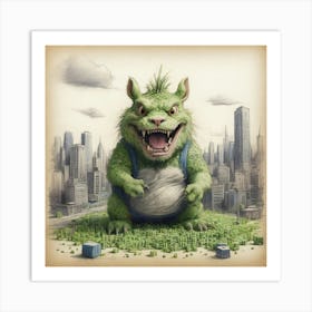 Monster In The City Art Print