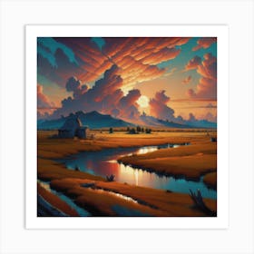 Sunset Over The Plains Art Print